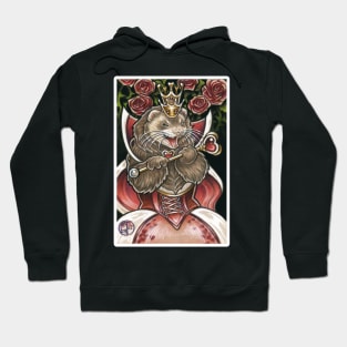 Queen of Hearts Ferret - White Outlined Version Hoodie